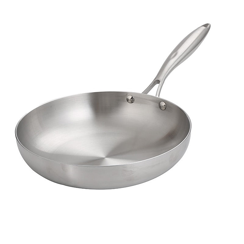 304 stainless steel three-layer steel frying pan, induction cooker, gas universal flat bottomed pan, steak frying pan