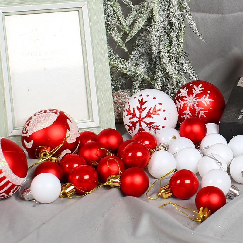 Christmas Ball Gift Set Creative Painted Plastic Ball Party Christmas Tree Red and White Hanging Ball Pendant Decoration