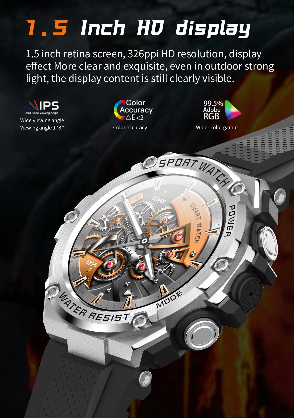 Sports Men's rugged watch Liga, Bluetooth - SILVER_2