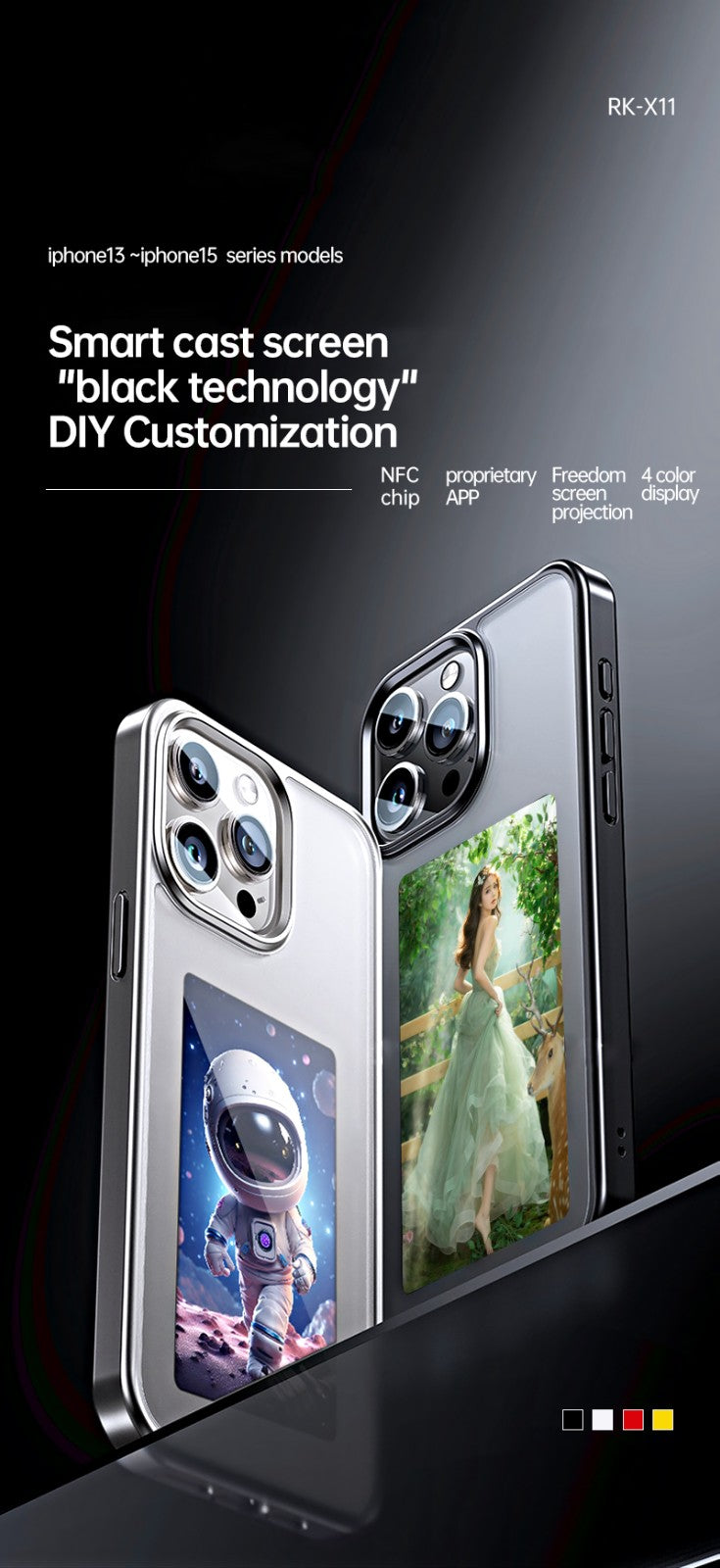 iPhone Protective Case Screen casting phone case with ink screen DIY pattern - Gray_1