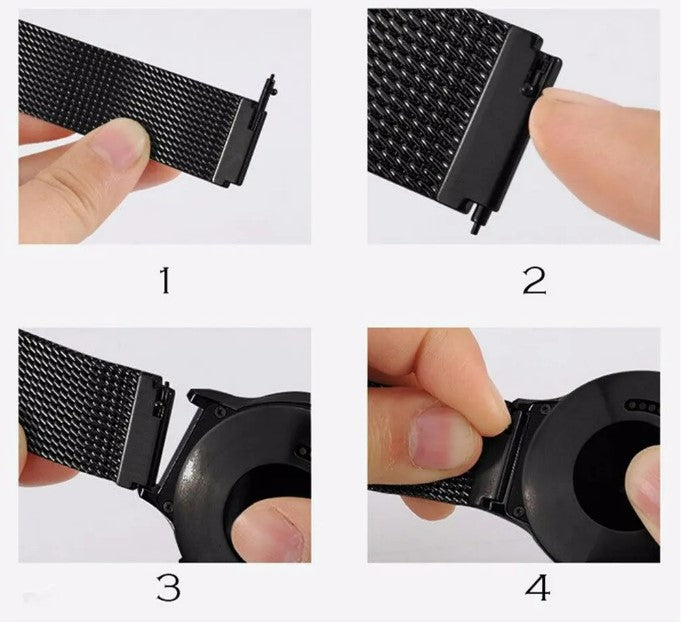 Watch Band Bracelet For Samsung Galaxy Watch 3 for Galaxy Active 2 Strap 42mm Metal Stainless Steel Magnetic 20mm Wrist Strap - Black_2