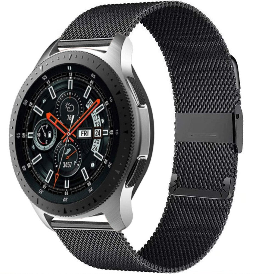 Watch Band Bracelet For Samsung Galaxy Watch 3 for Galaxy Active 2 Strap 42mm Metal Stainless Steel Magnetic 20mm Wrist Strap - Black_0