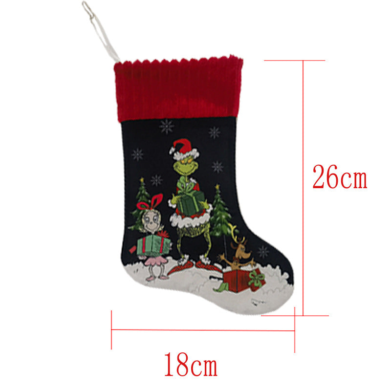 Christmas Decorations Greentown Christmas Socks Green Haired Monster Christmas Gift Bag Large Children's Candy Bag