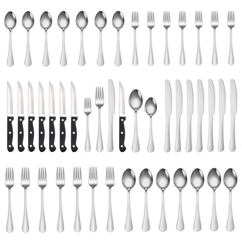 Stainless Steel Cutlery 48 Pcs Set Western Steak Knife Dinner Knife Main Dish Spoon Fork Dessert Spoon Set