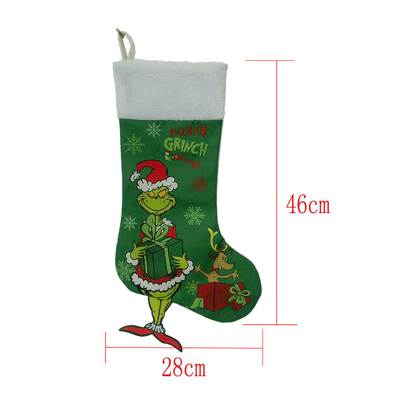 Christmas Decorations Greentown Christmas Socks Green Haired Monster Christmas Gift Bag Large Children's Candy Bag