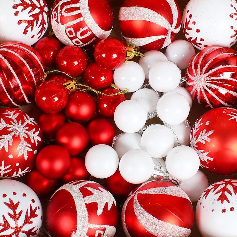 Christmas Ball Gift Set Creative Painted Plastic Ball Party Christmas Tree Red and White Hanging Ball Pendant Decoration