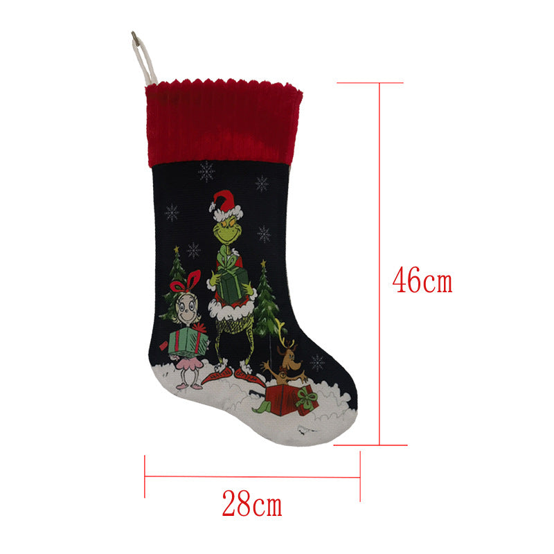 Christmas Decorations Greentown Christmas Socks Green Haired Monster Christmas Gift Bag Large Children's Candy Bag