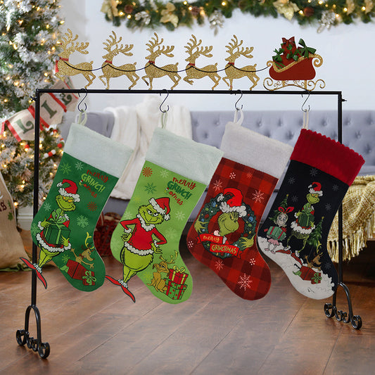 Christmas Decorations Greentown Christmas Socks Green Haired Monster Christmas Gift Bag Large Children's Candy Bag