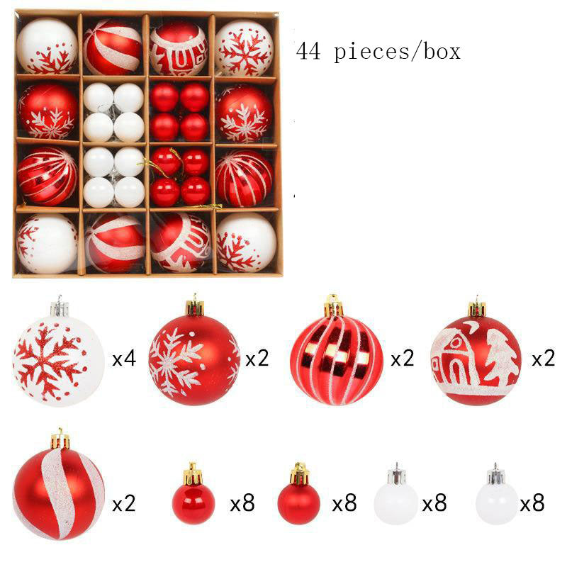 Christmas Ball Gift Set Creative Painted Plastic Ball Party Christmas Tree Red and White Hanging Ball Pendant Decoration